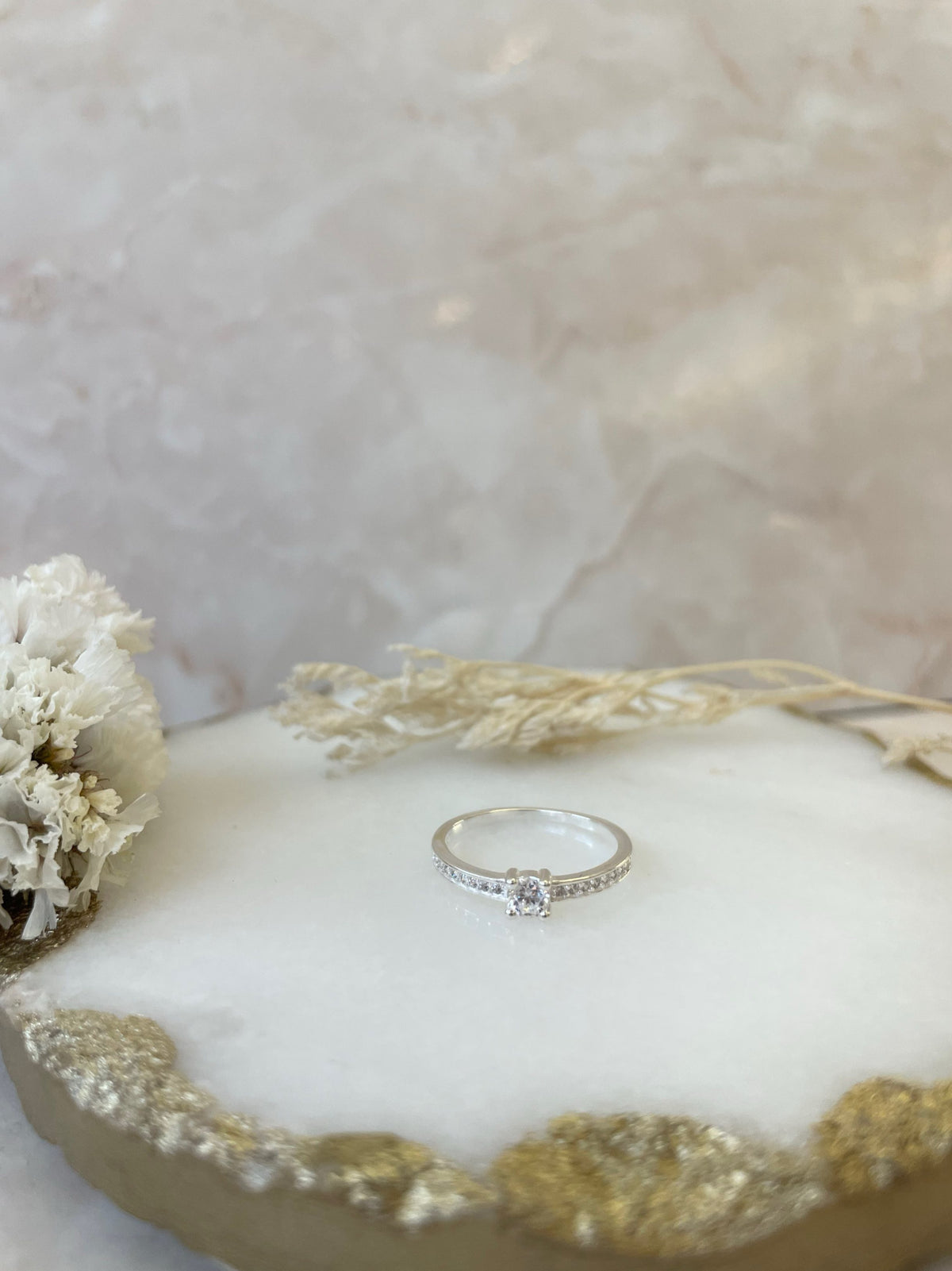 Anillo brillante con Pavé Plata 925