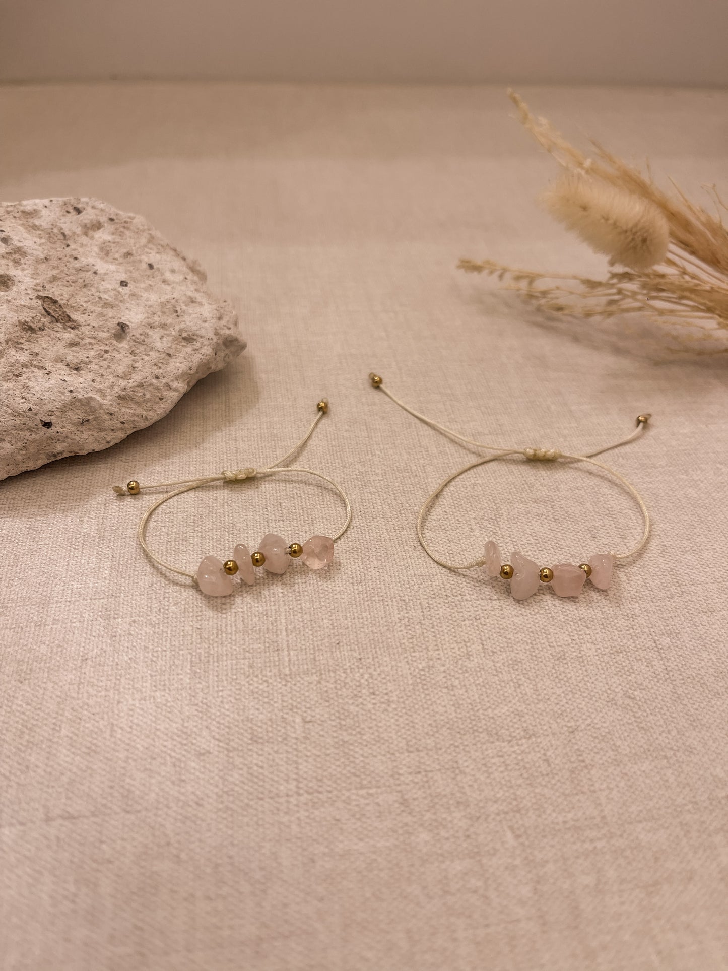 Pulseras mamá e hija cuarzo rosa