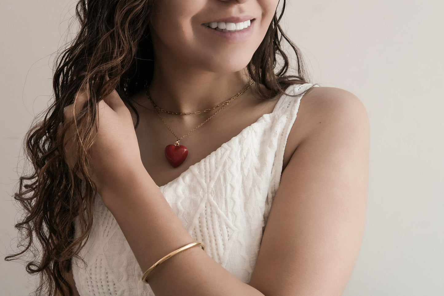 COLLAR DOBLE CORAZON ROJO