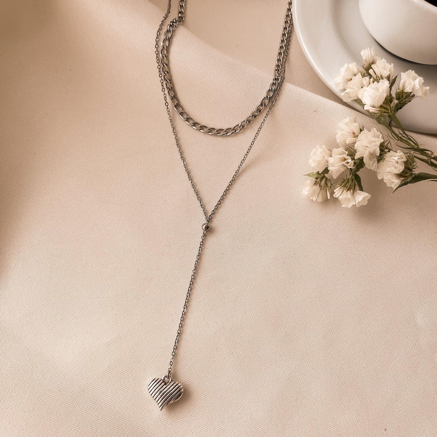 Collar doble corazón Chain