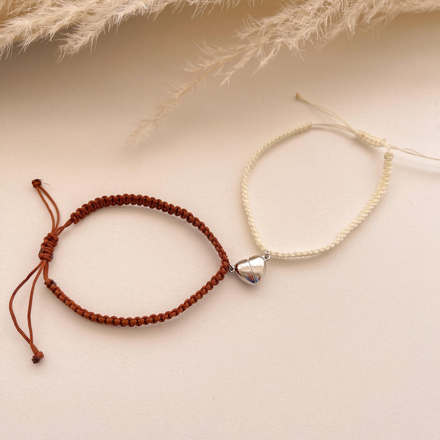 Pulsera Pareja Hilo Beige & Café