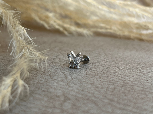 Piercing Mariposa Plateada