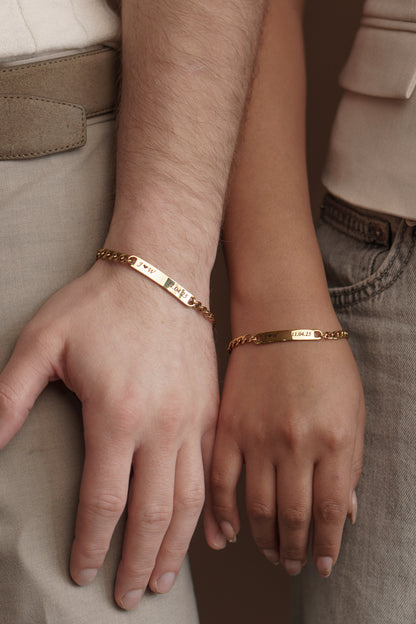 Pulseras Pareja grabadas personalizadas + ENVÍO GRATIS