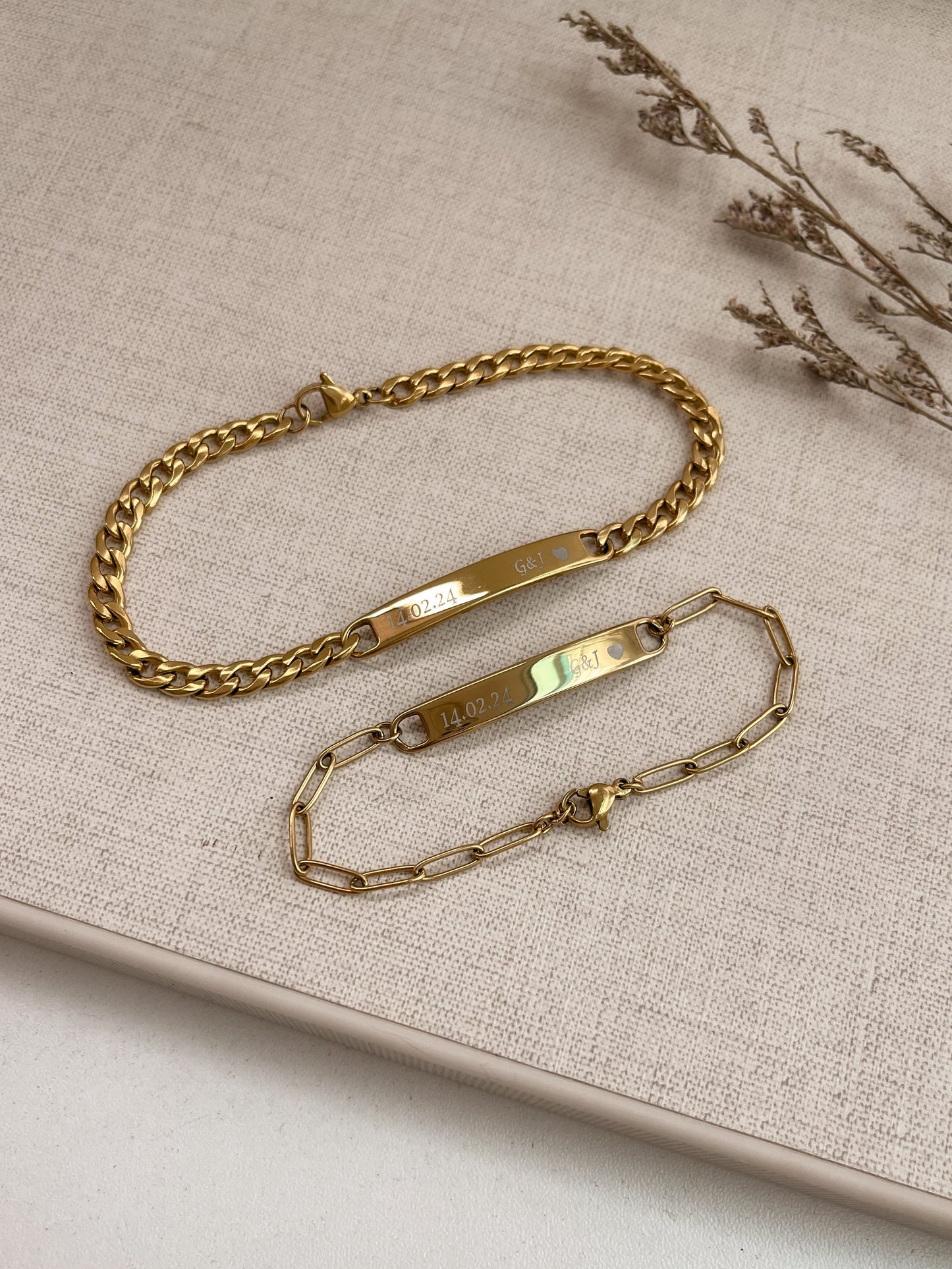 Pulseras Pareja grabadas personalizadas + ENVÍO GRATIS