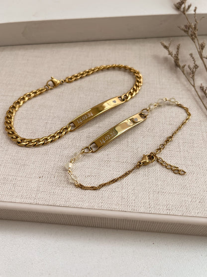 Pulseras Pareja grabadas personalizadas + ENVÍO GRATIS