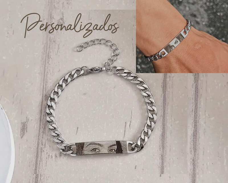 PULSERAS DE PAREJA CON FOTOGRABADO MIRADA