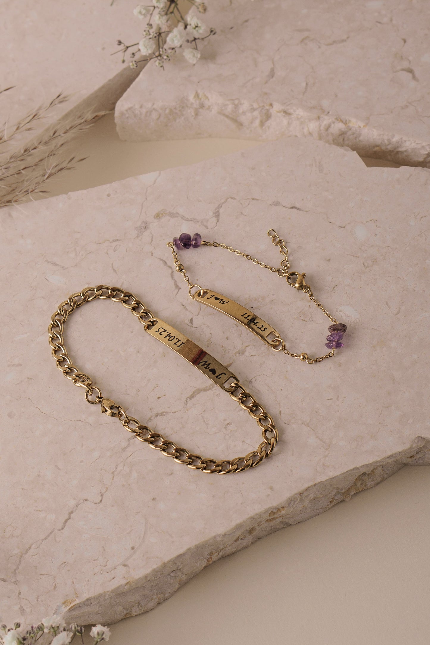 Pulseras Pareja grabadas personalizadas + ENVÍO GRATIS