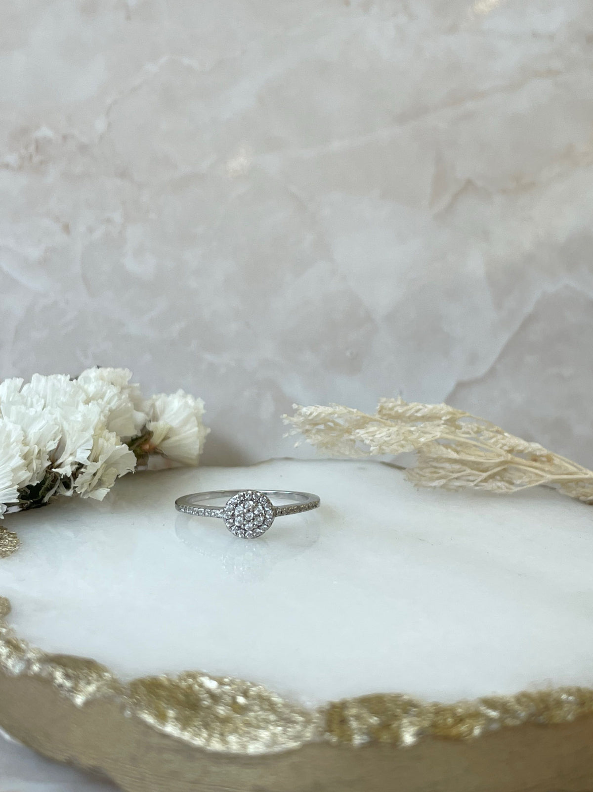 Anillo Halo Rosetón Plata 925