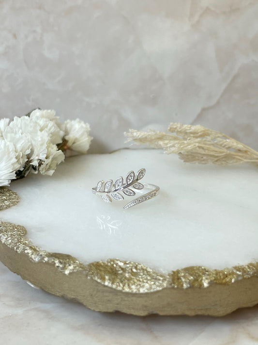 Anillo ajustable Laurel Plata 925