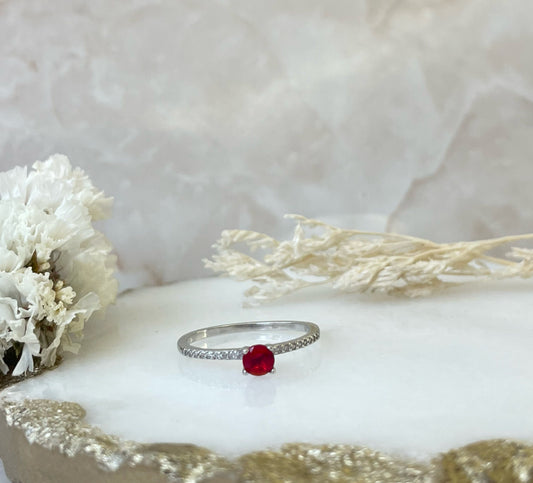 Anillo Rubí circular Plata 925