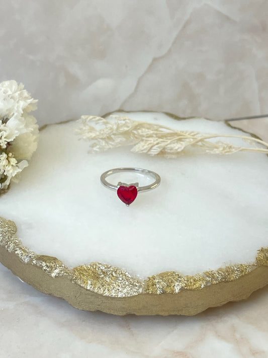 Corazón de Rubí Plata 925