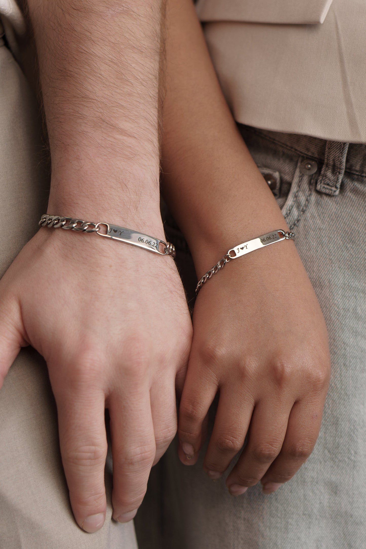 Pulseras Pareja grabadas personalizadas + ENVÍO GRATIS