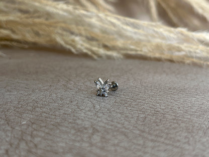 Piercing Mariposa Plateada