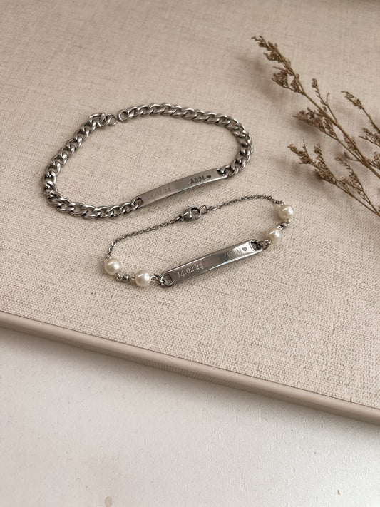 PULSERA PAREJA AMOR SILVER PERLA