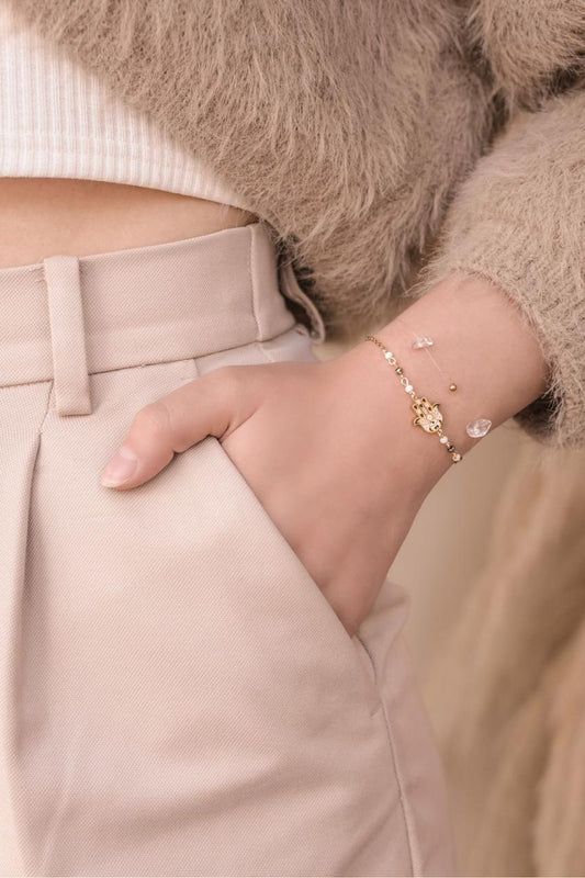 PULSERA MANO HAMSA BROWN