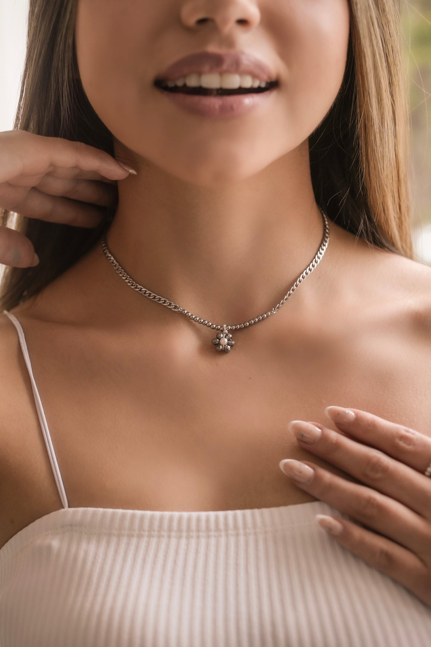 Collar flor silver