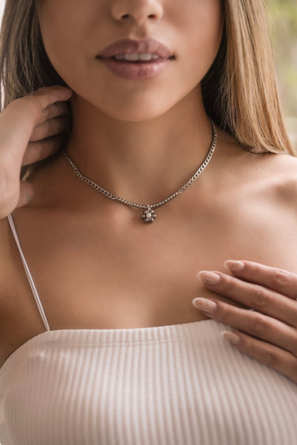 Collar flor silver