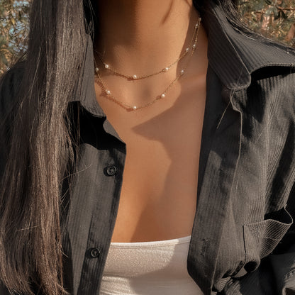 Collar doble de perlas pequeñas