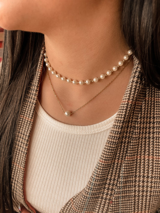 Collar doble Perlas medianas