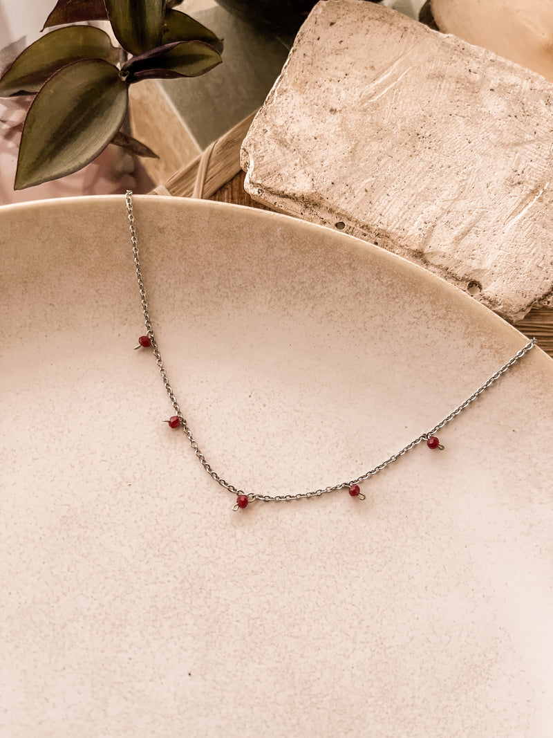 Collar plateado con Murano rojo