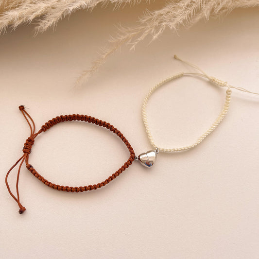 Pulsera Pareja Hilo Beige & Café